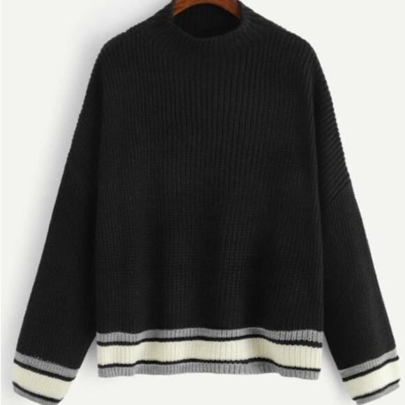 SHEIN Striped Cuff and Hem Colorblock Sweater - Picture 1 of 6